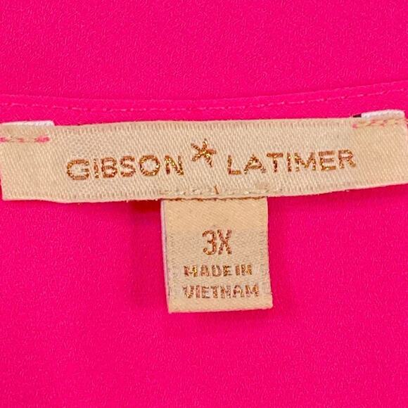 Gibson Latimer Sleeveless Chiffon Top in Vibrant Fuchsia Plus Size 3X - Picture 5 of 11